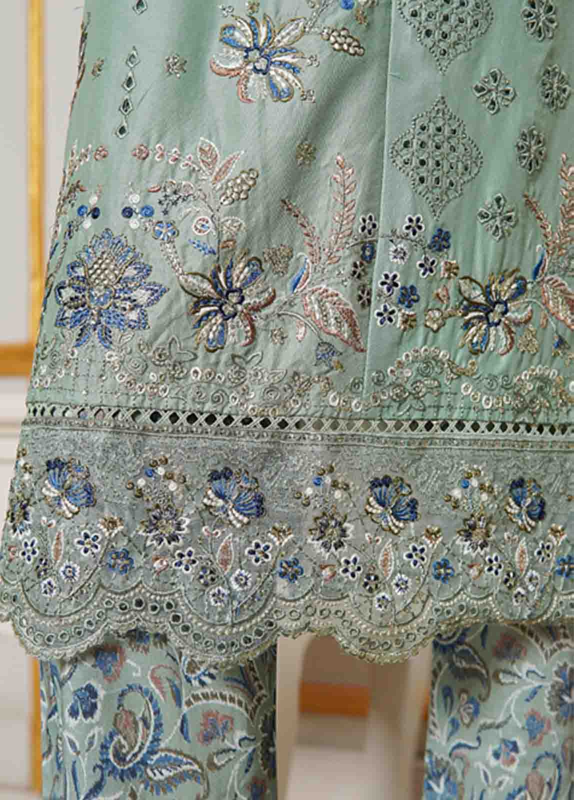 Bin Saeed Fabric - NSMC-0011- 3 Piece Cotton Embroidered Stitched Suit