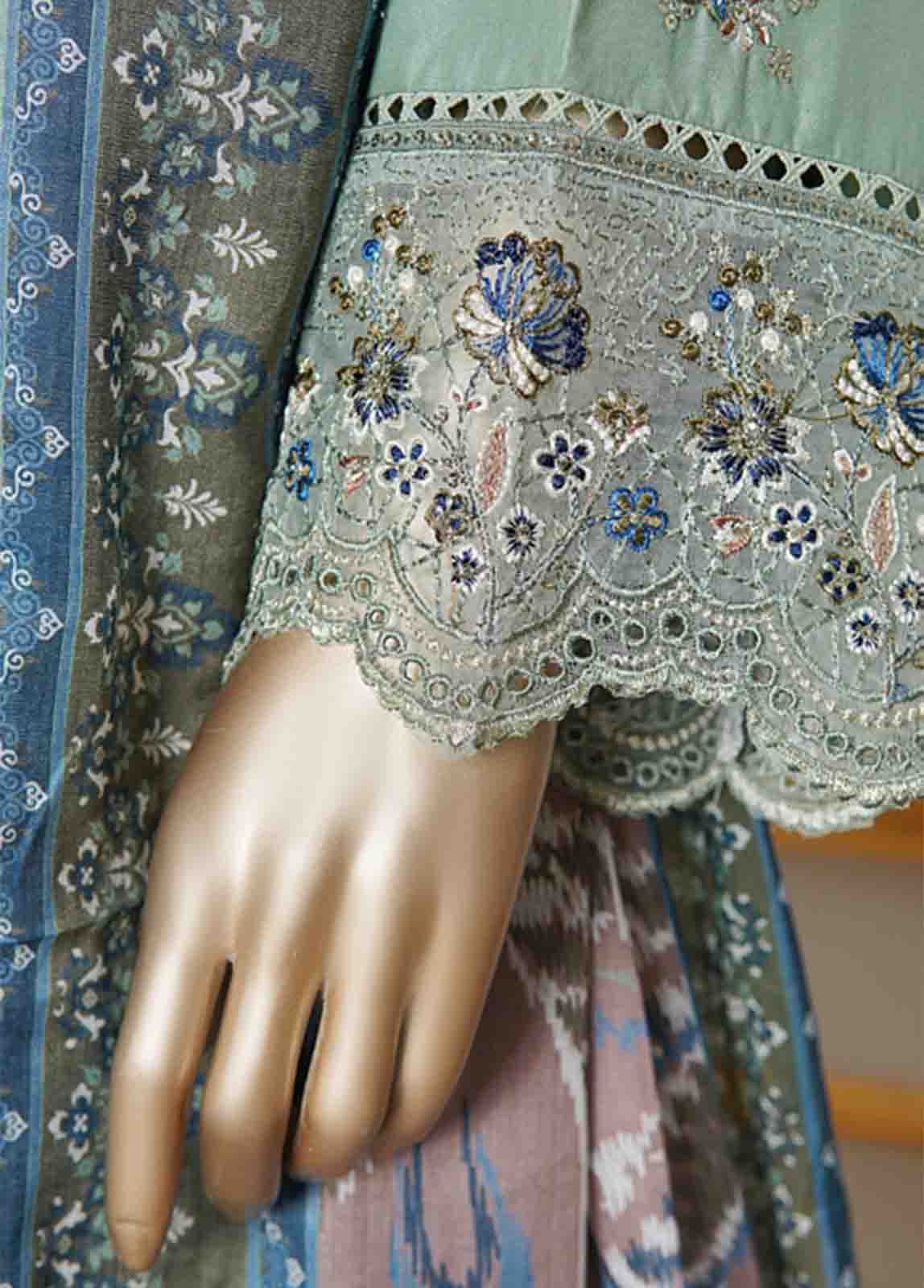 Bin Saeed Fabric - NSMC-0011- 3 Piece Cotton Embroidered Stitched Suit
