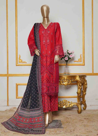 Bin Saeed Fabric - NSMC-0023- 3 Piece Cotton Embroidered Stitched Suit