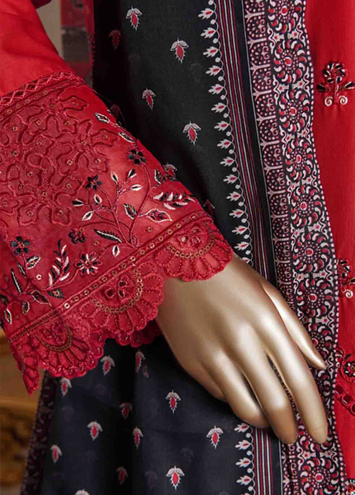 Bin Saeed Fabric - NSMC-0023- 3 Piece Cotton Embroidered Stitched Suit