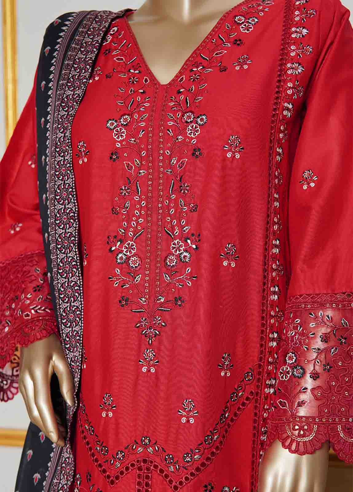 Bin Saeed Fabric - NSMC-0023- 3 Piece Cotton Embroidered Stitched Suit