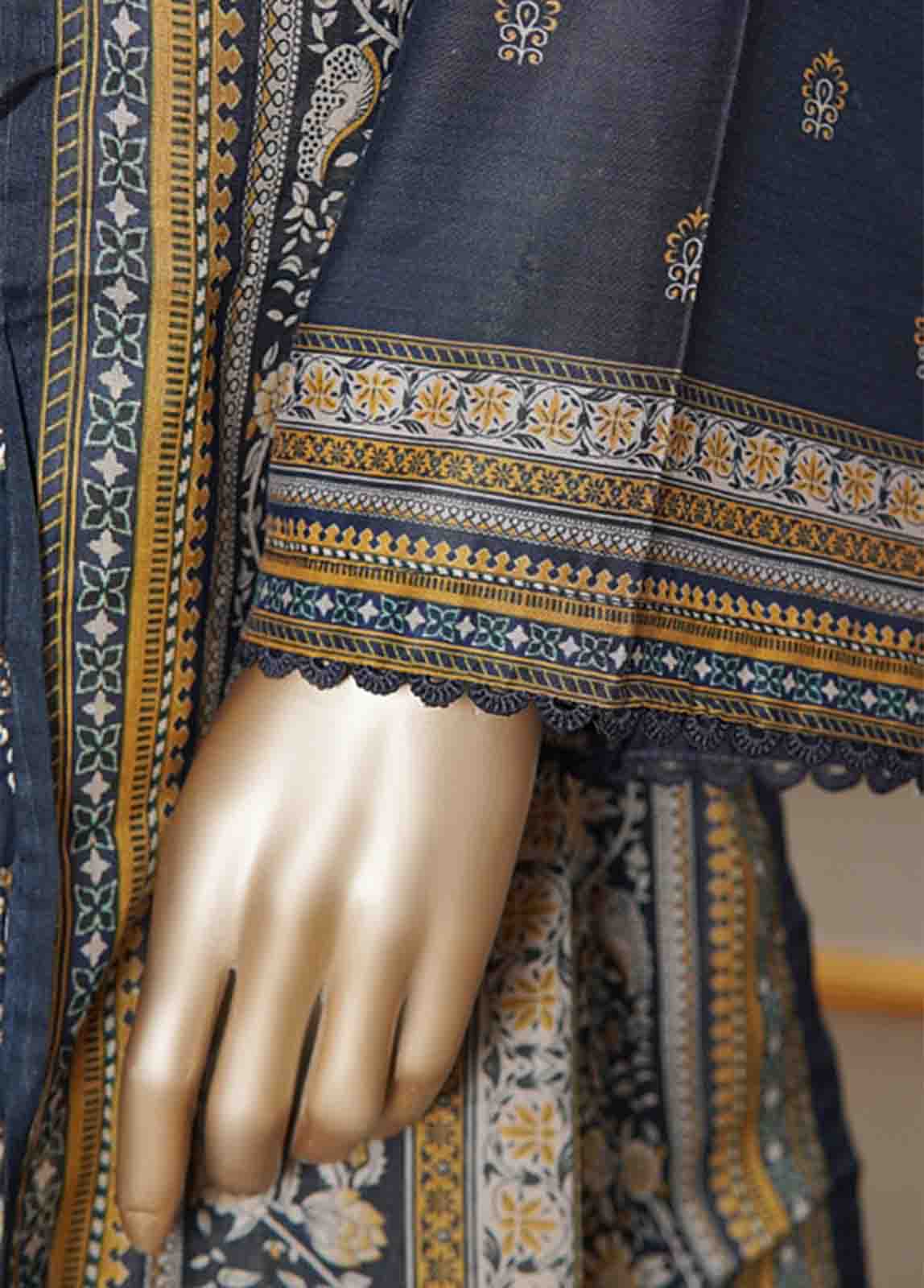 Bin Saeed Fabric - NSMC-0035- 3 Piece Cotton Embroidered Stitched Suit