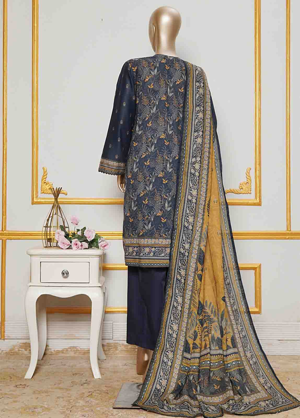 Bin Saeed Fabric - NSMC-0035- 3 Piece Cotton Embroidered Stitched Suit