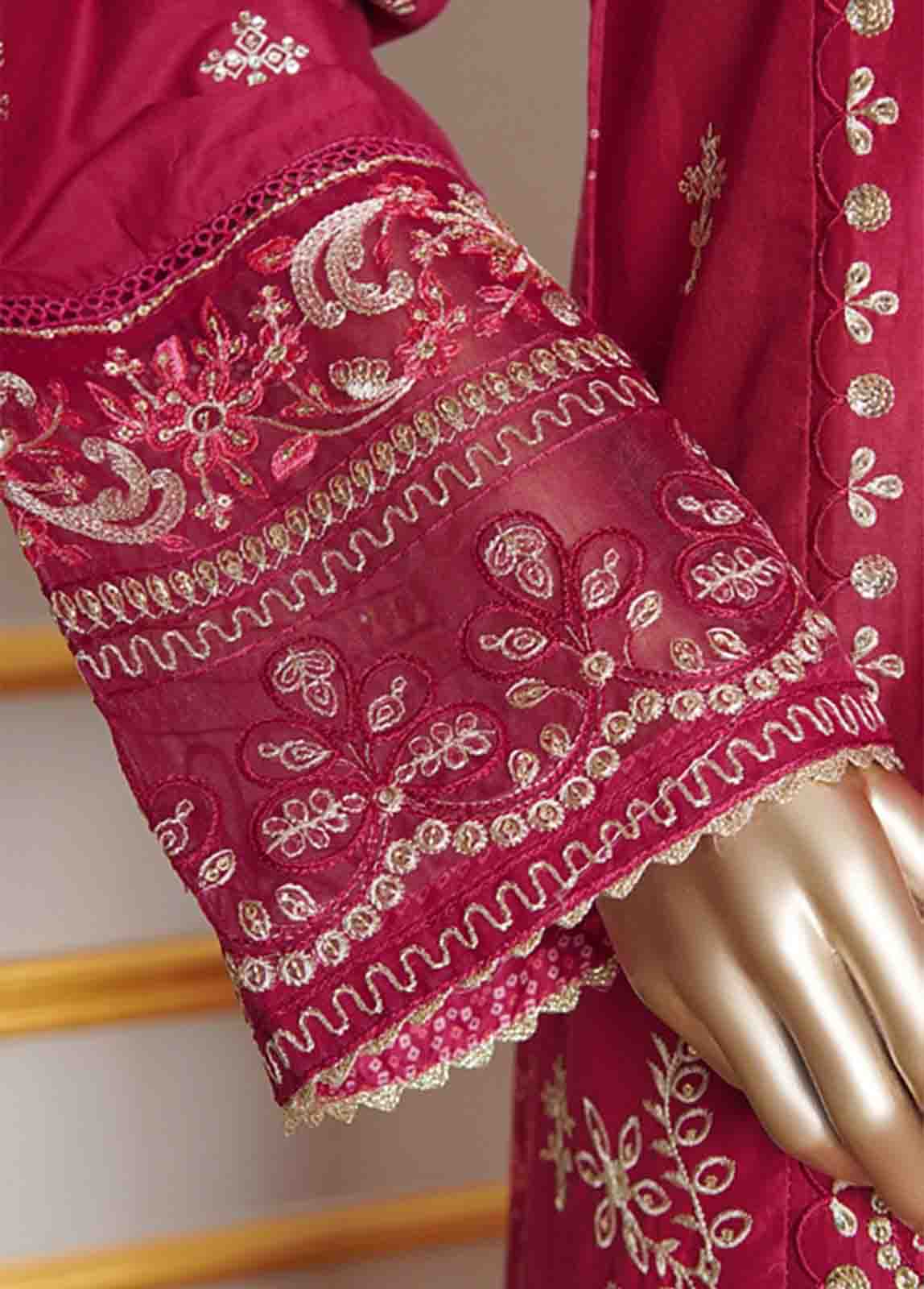 Bin Saeed Fabric - NSMC-0038- 3 Piece Cotton Embroidered Stitched Suit