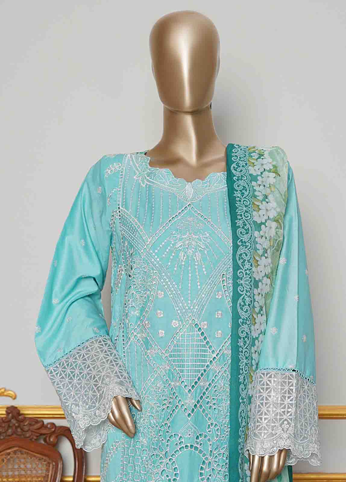 Bin Saeed Fabric - NSMC-0145- 3 Piece Cotton Embroidered Stitched Suit