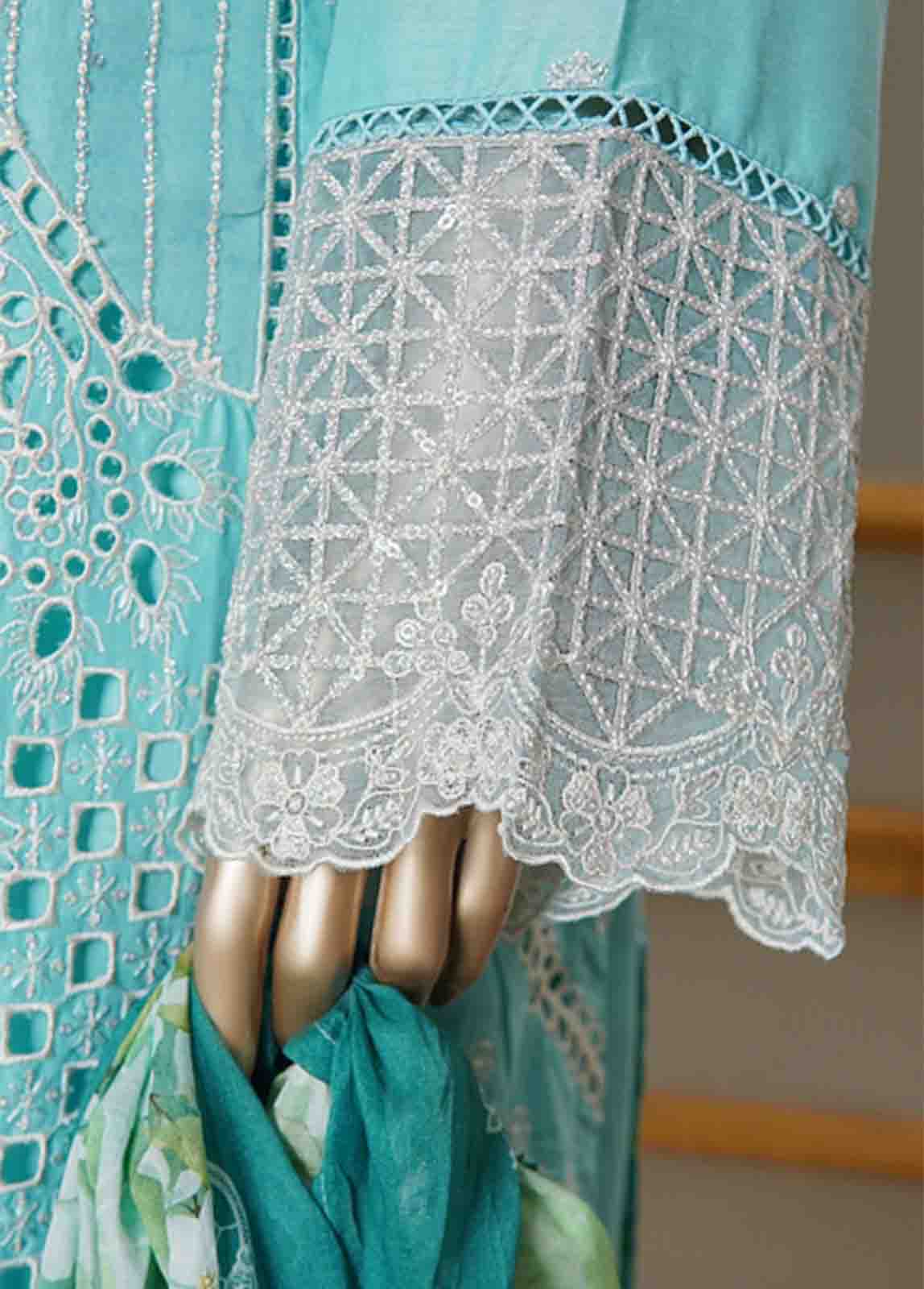 Bin Saeed Fabric - NSMC-0145- 3 Piece Cotton Embroidered Stitched Suit