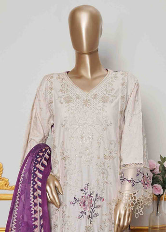Bin Saeed Fabric - NSMC-0163- 3 Piece Cotton Embroidered Stitched Suit