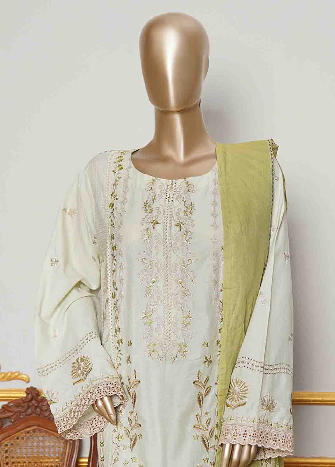 Bin Saeed Fabric - NSMC-0167- 3 Piece Cotton Embroidered Stitched Suit