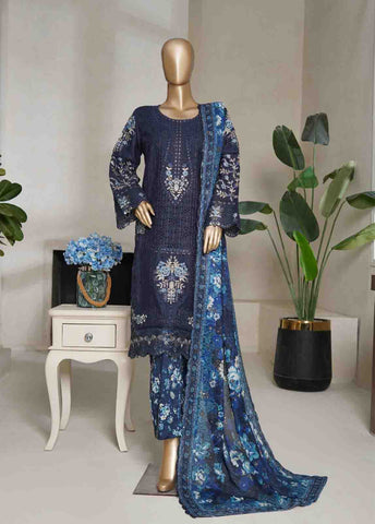 Bin Saeed Fabric - NSMED-0001- 3 Piece Cotton Embroidered Stitched Suit