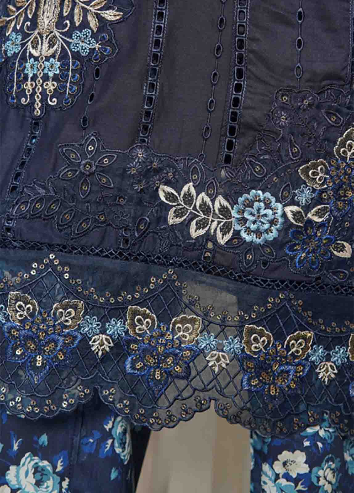 Bin Saeed Fabric - NSMED-0001- 3 Piece Cotton Embroidered Stitched Suit