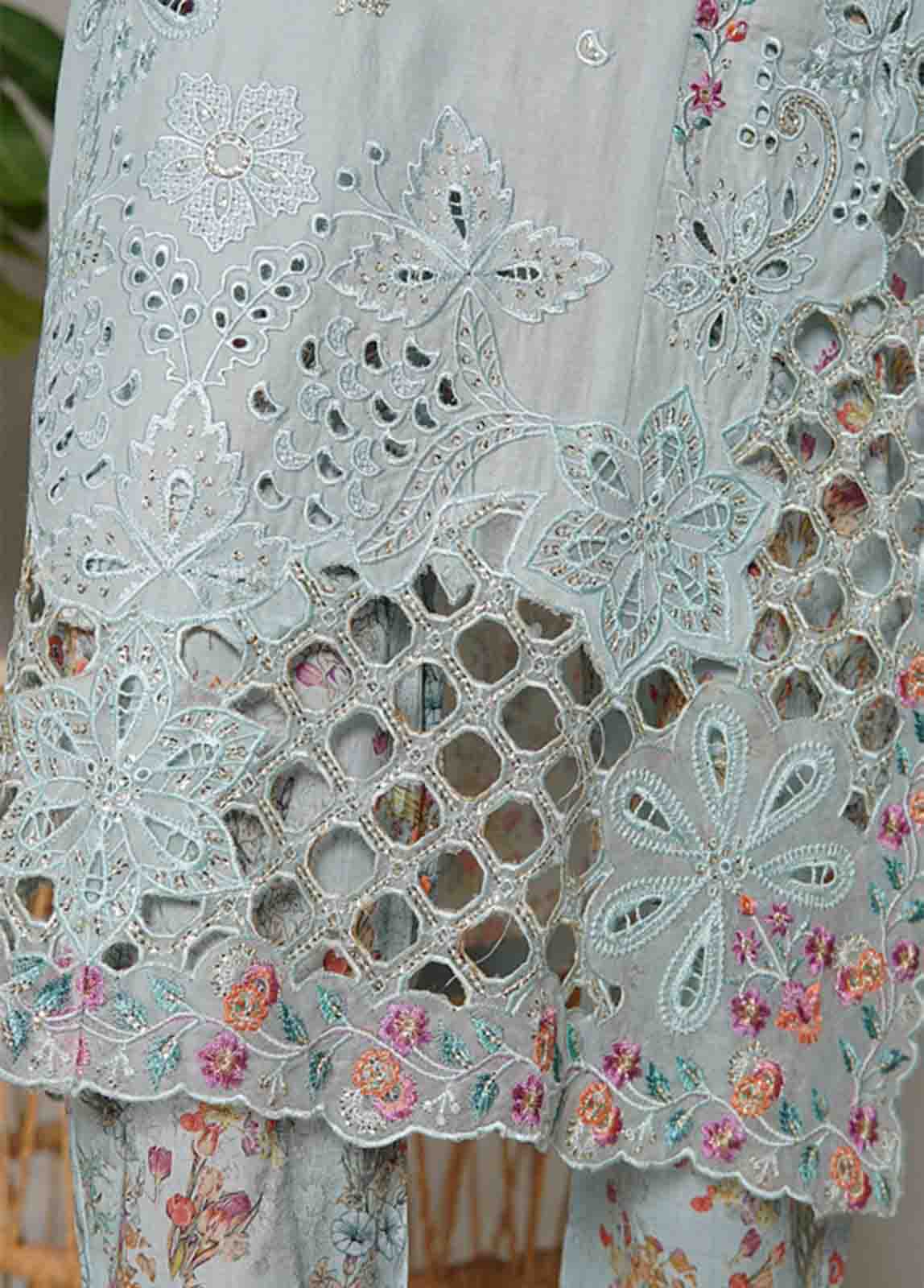 Bin Saeed Fabric - NSMED-0006- 3 Piece Cotton Embroidered Stitched Suit