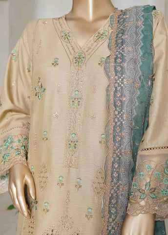 Bin Saeed Fabric - NSMED-0027- 3 Piece Cotton Embroidered Stitched Suit