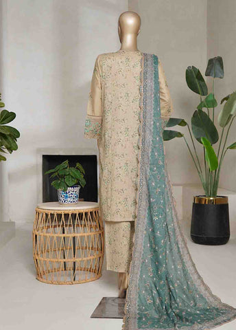 Bin Saeed Fabric - NSMED-0027- 3 Piece Cotton Embroidered Stitched Suit