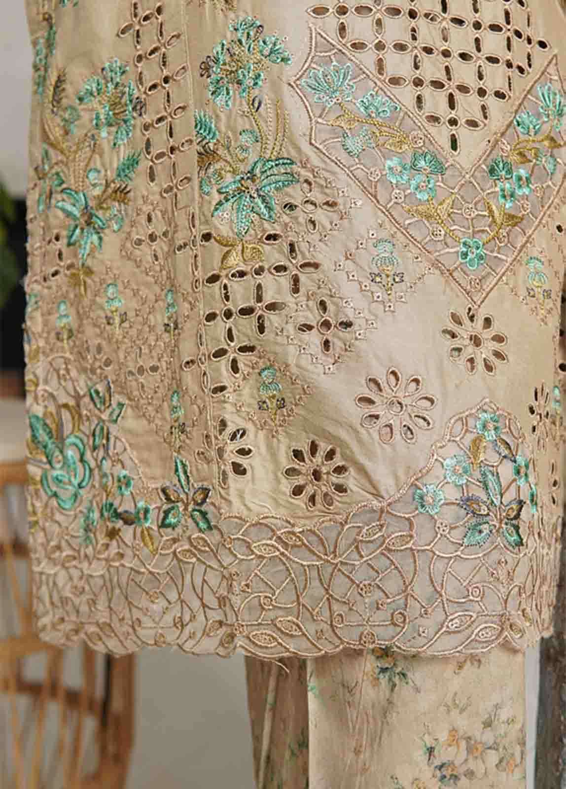 Bin Saeed Fabric - NSMED-0027- 3 Piece Cotton Embroidered Stitched Suit