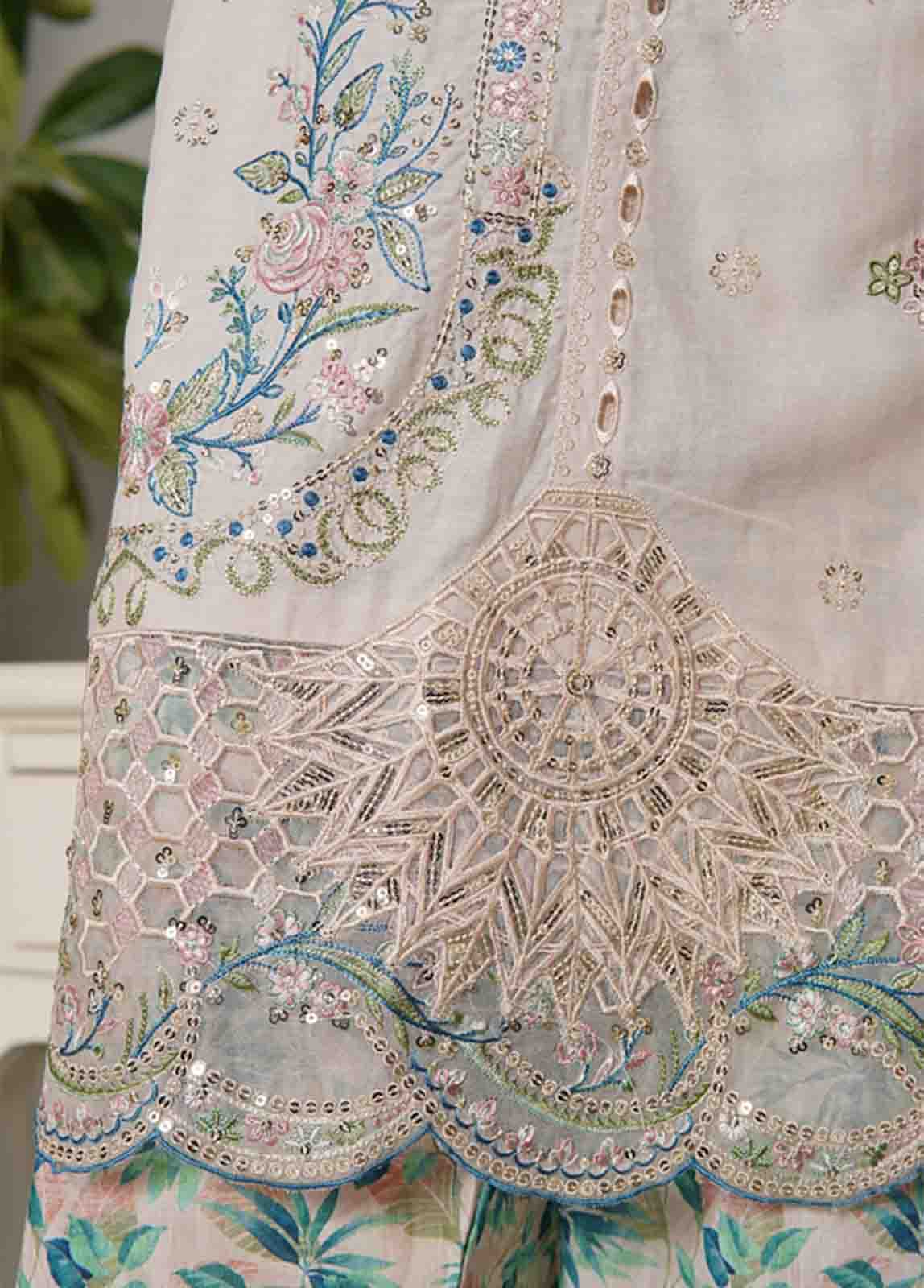 Bin Saeed Fabric - NSMED-0049- 3 Piece Cotton Embroidered Stitched Suit