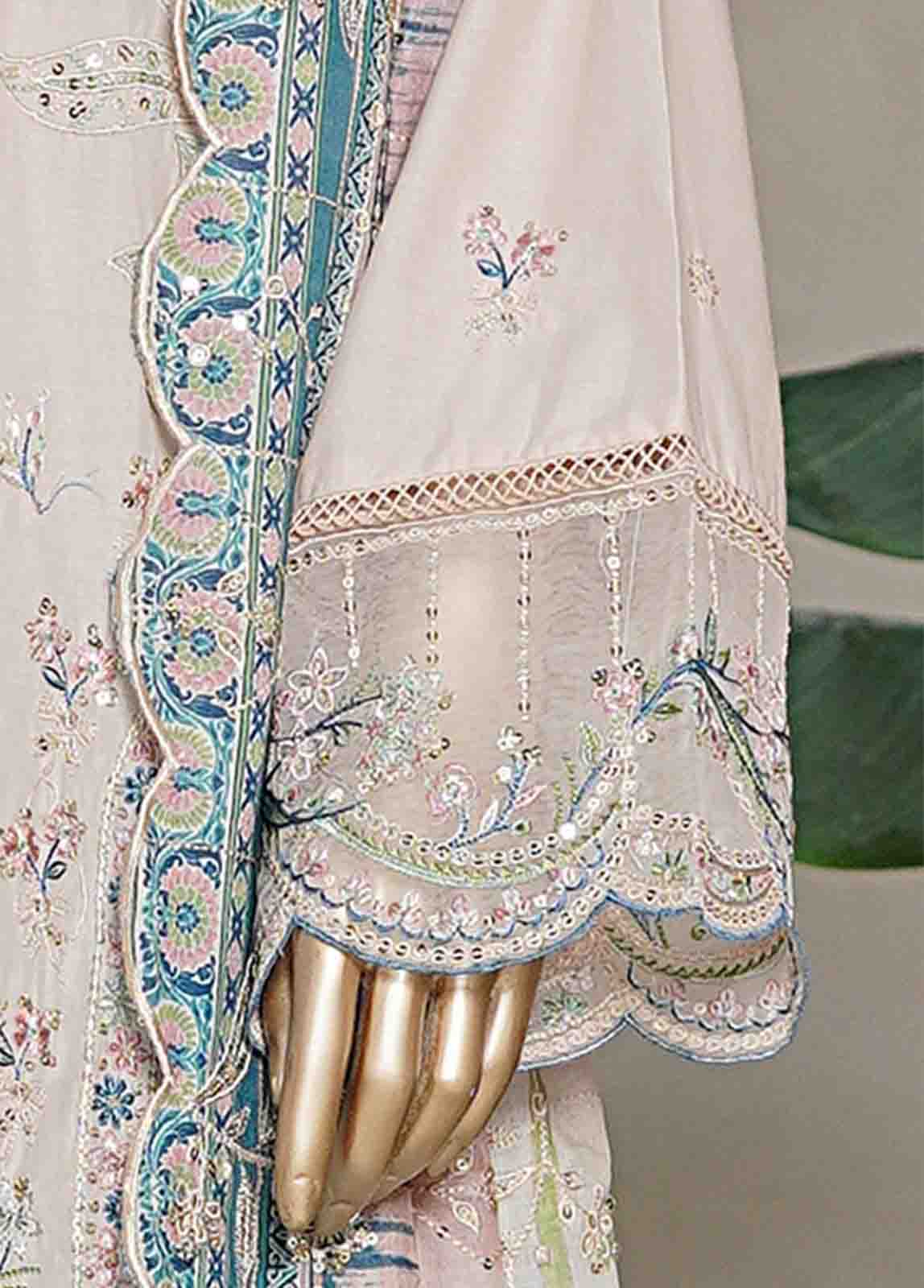 Bin Saeed Fabric - NSMED-0049- 3 Piece Cotton Embroidered Stitched Suit