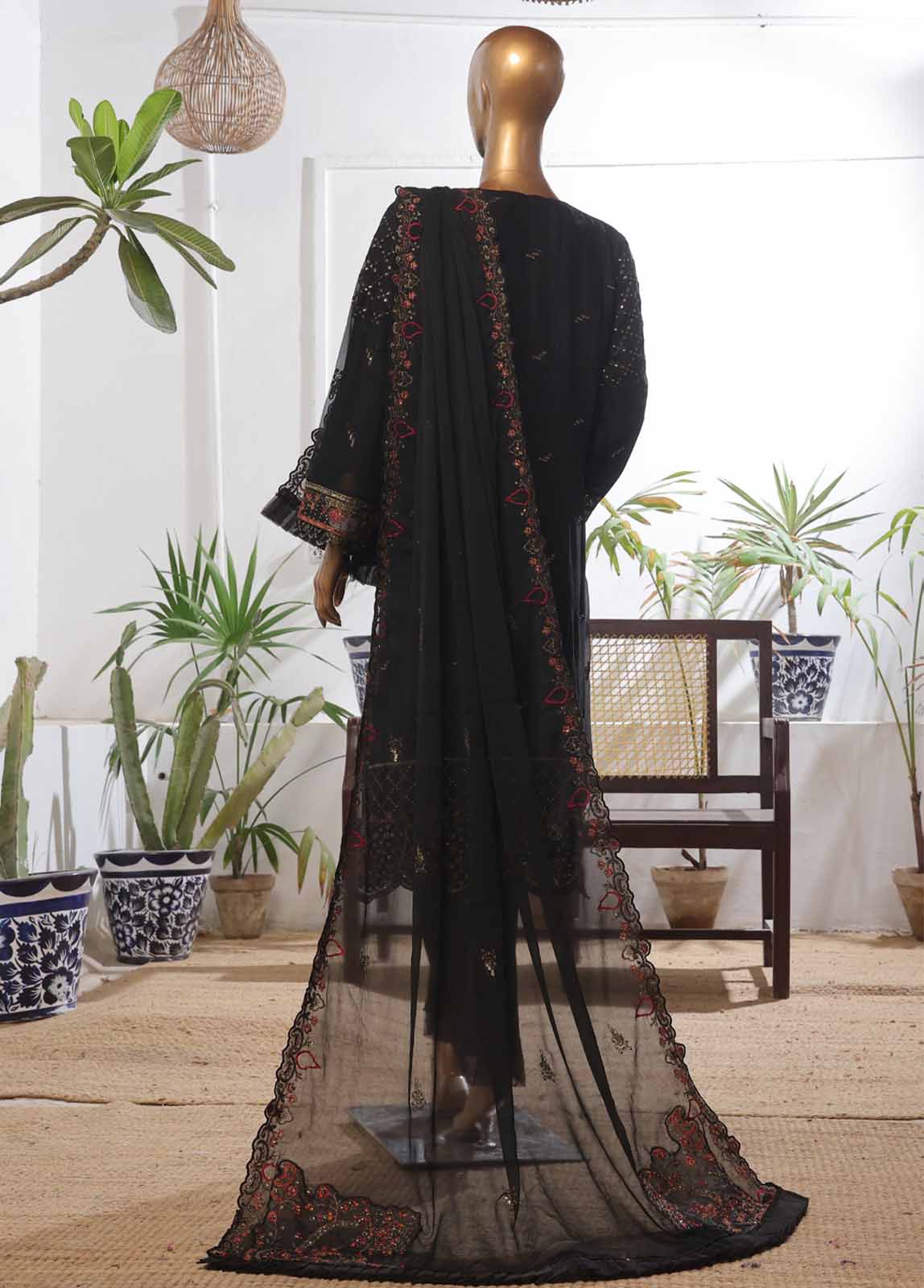 Bin Saeed Fabric - OMC-016- 3 Piece Chiffon Stitched Suit