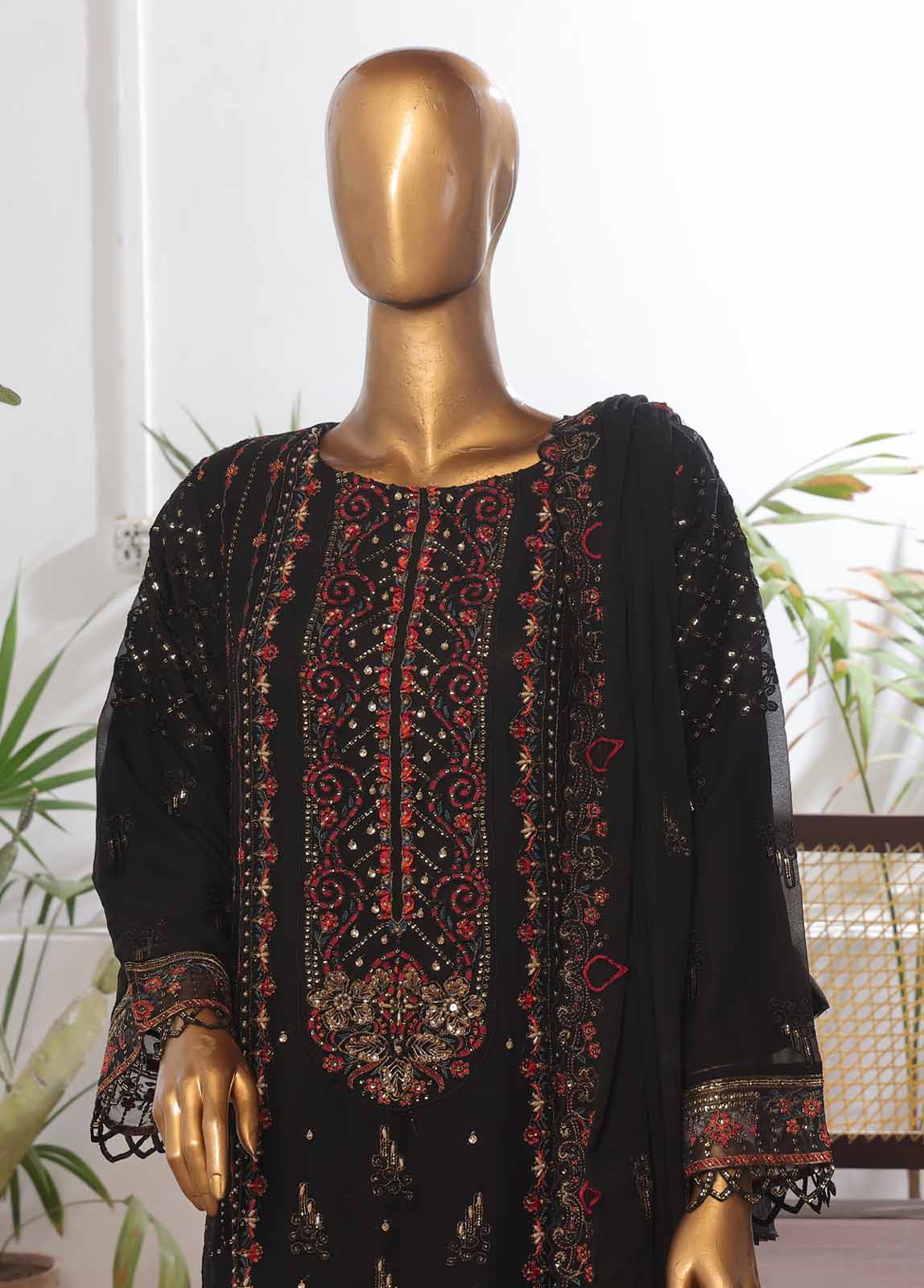 Bin Saeed Fabric - OMC-016- 3 Piece Chiffon Stitched Suit