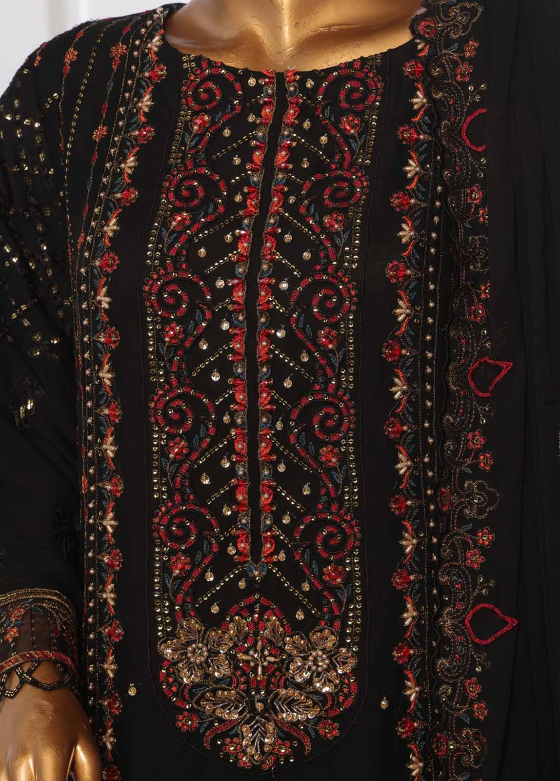 Bin Saeed Fabric - OMC-016- 3 Piece Chiffon Stitched Suit