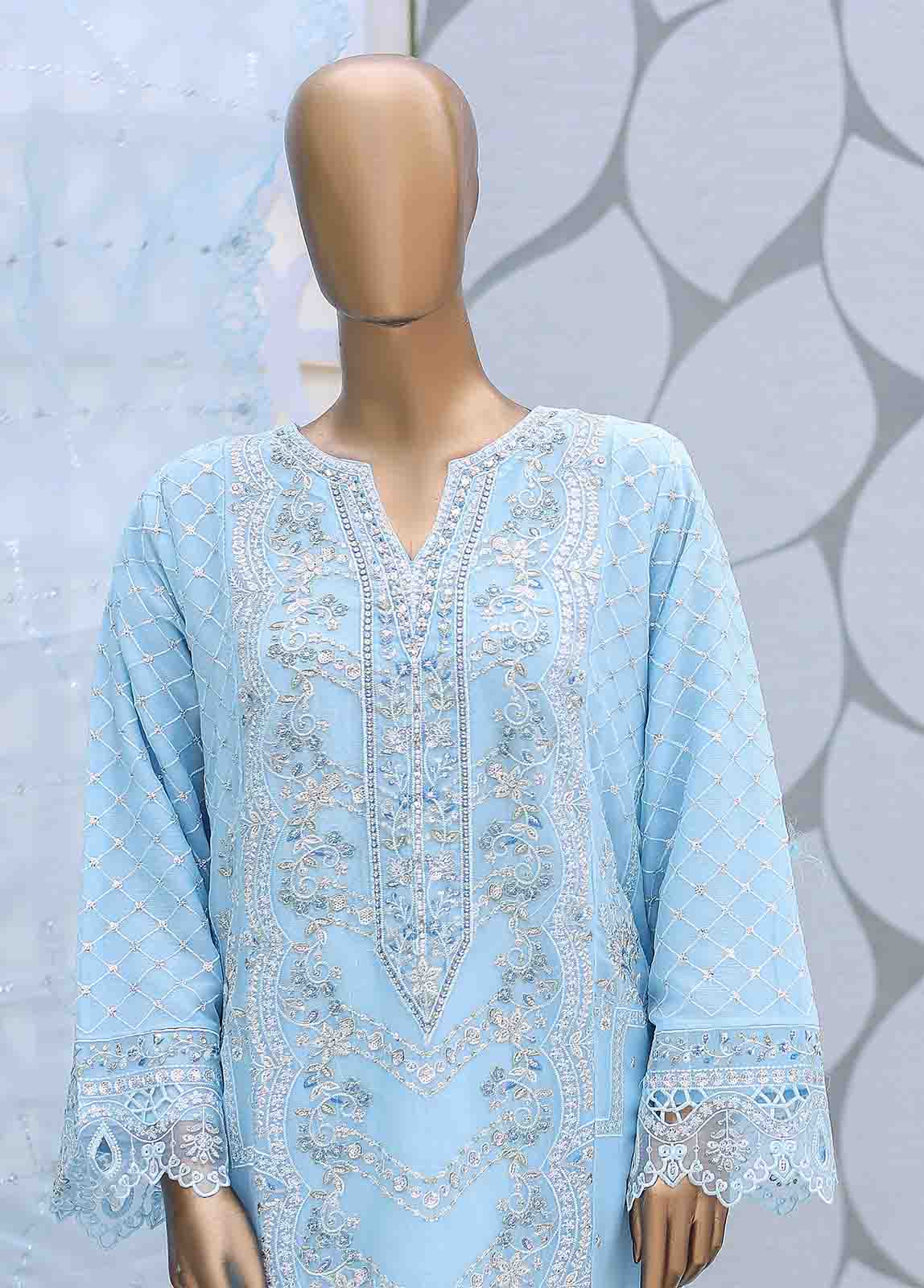 Bin Saeed Fabric - OMS-C005- 3 Piece Embroidered Chiffon