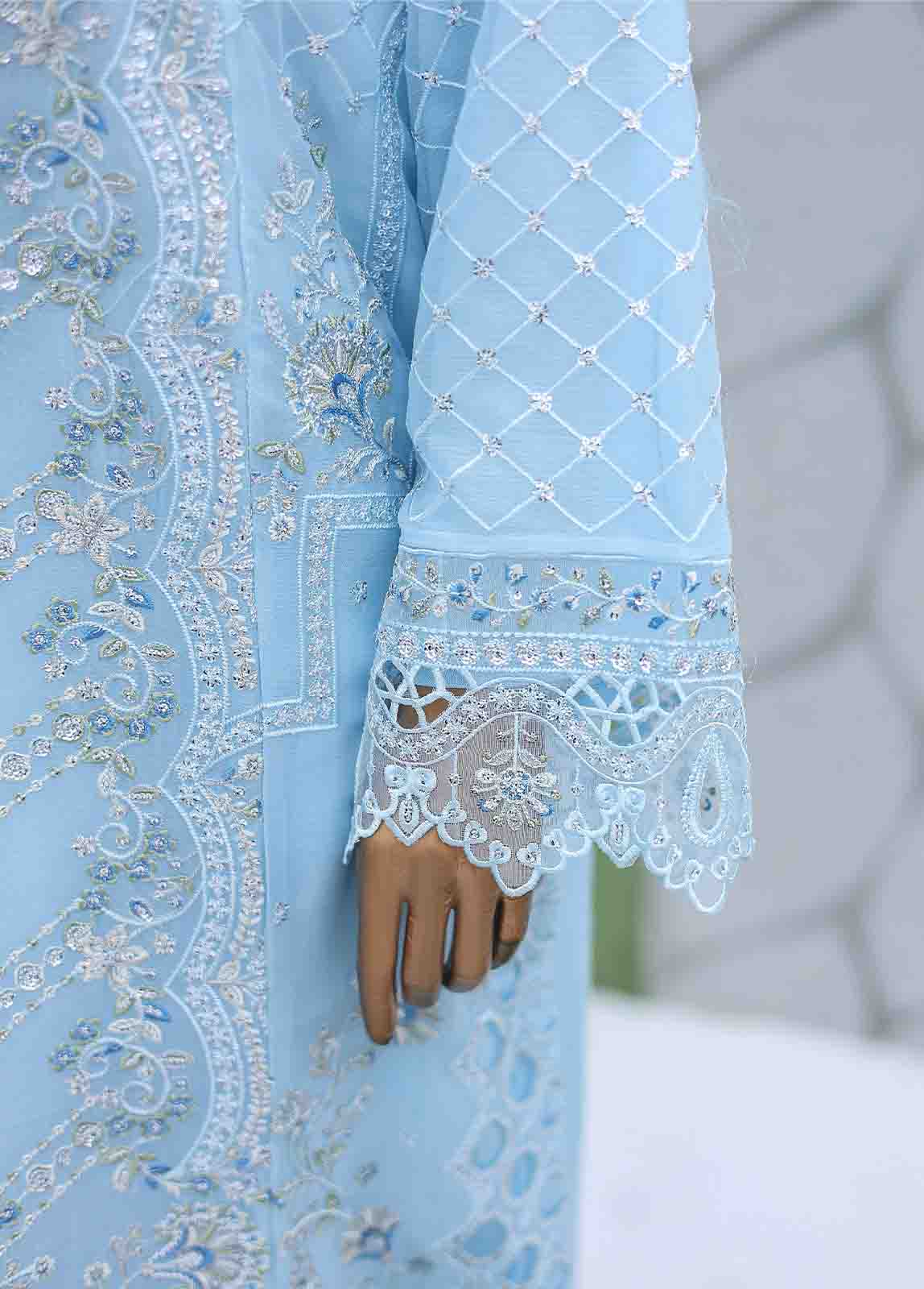 Bin Saeed Fabric - OMS-C005- 3 Piece Embroidered Chiffon