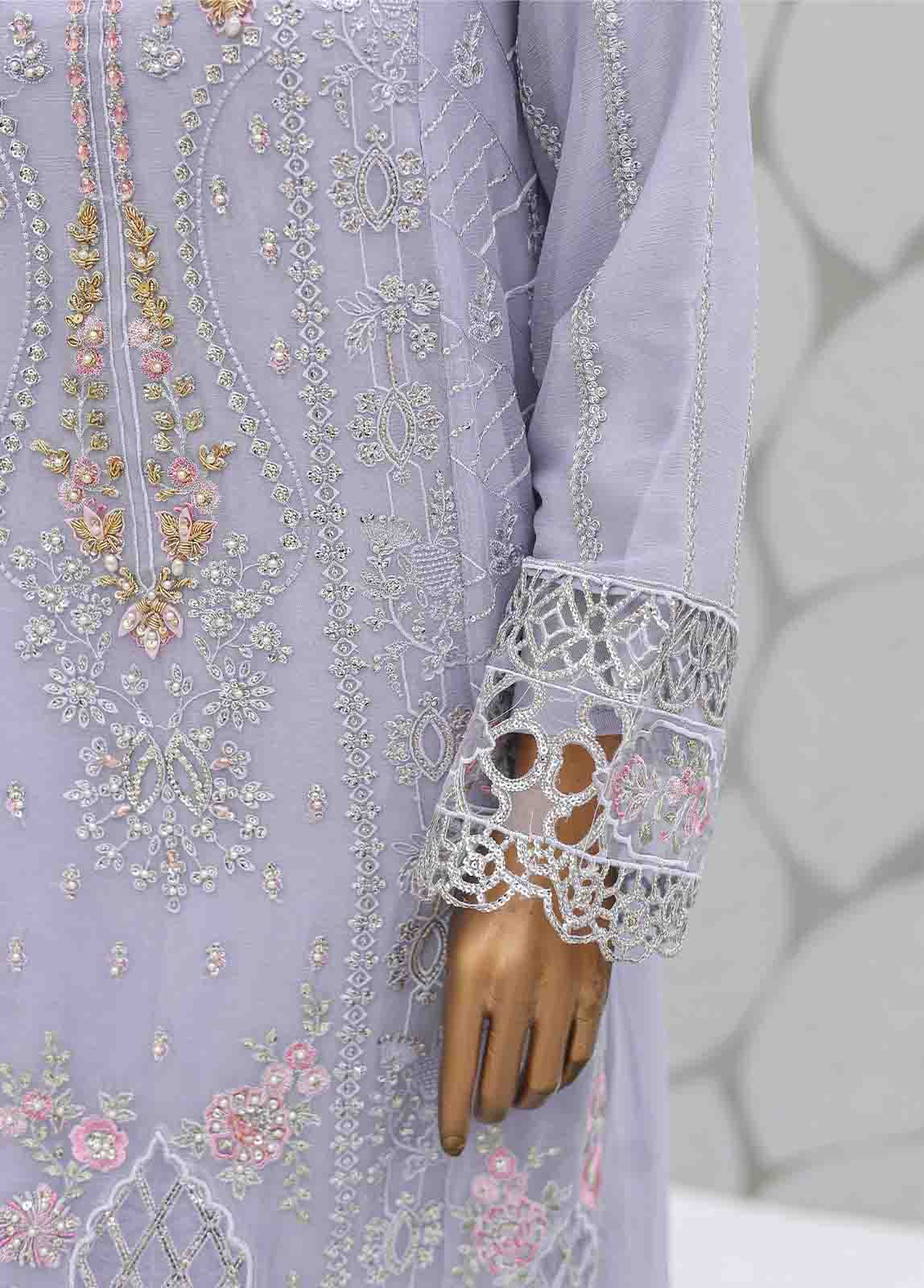 Bin Saeed Fabric - OMS-C006- 3 Piece Embroidered Chiffon