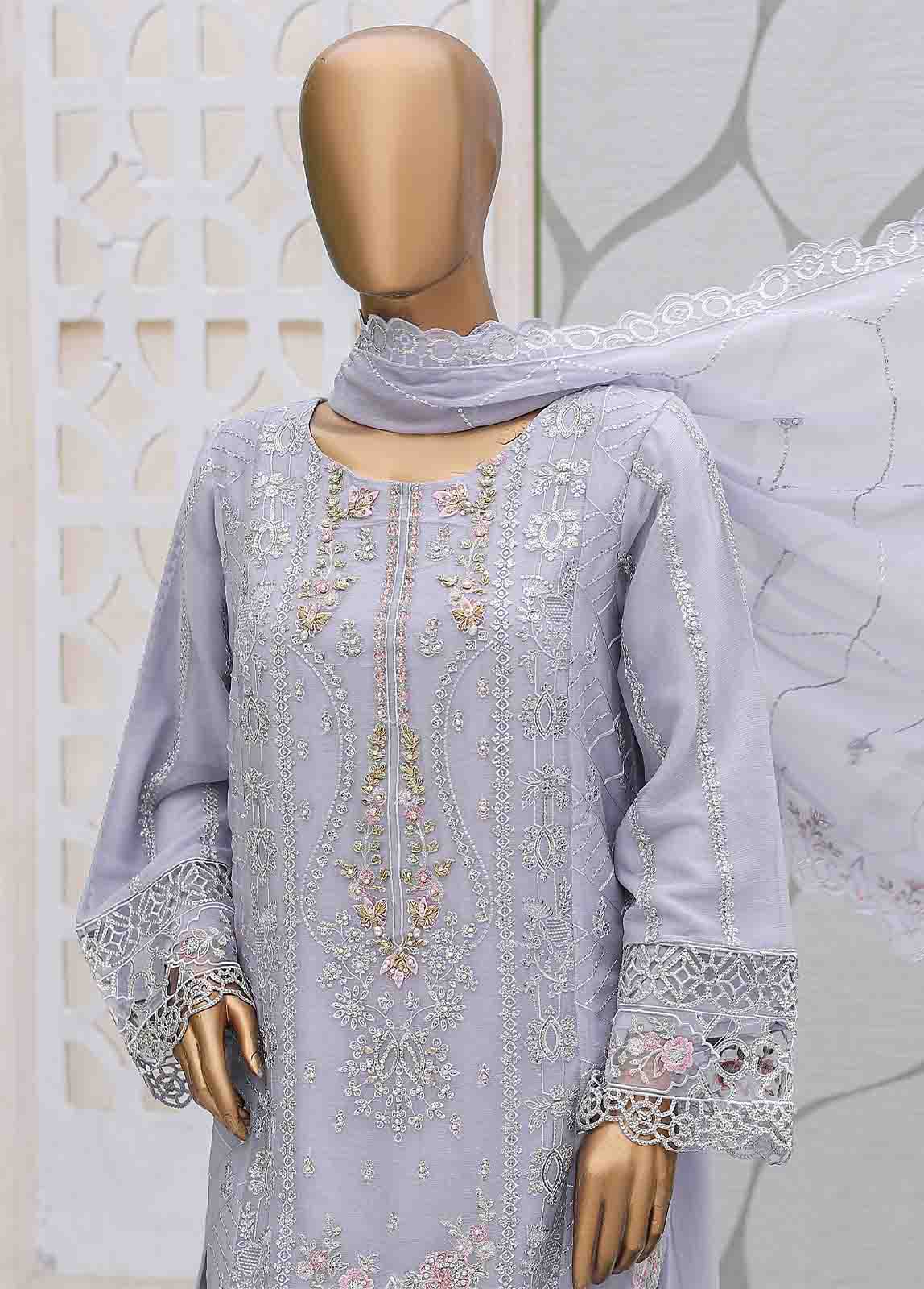 Bin Saeed Fabric - OMS-C006- 3 Piece Embroidered Chiffon