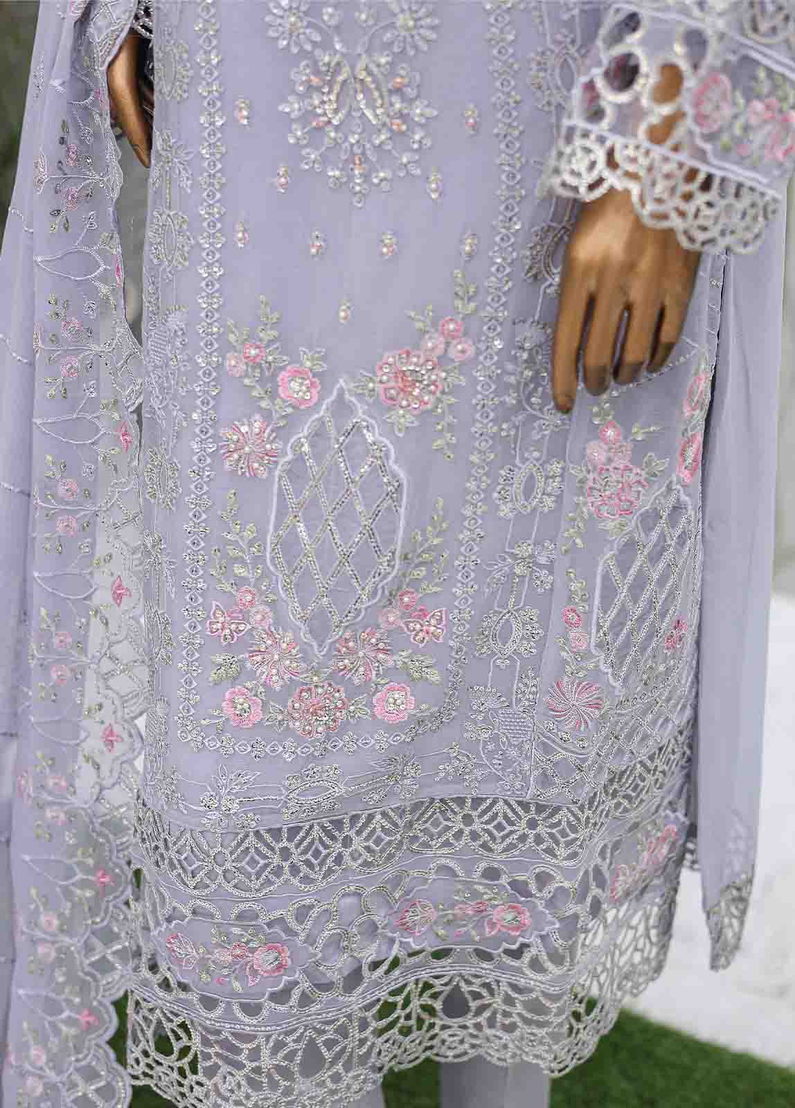 Bin Saeed Fabric - OMS-C006- 3 Piece Embroidered Chiffon