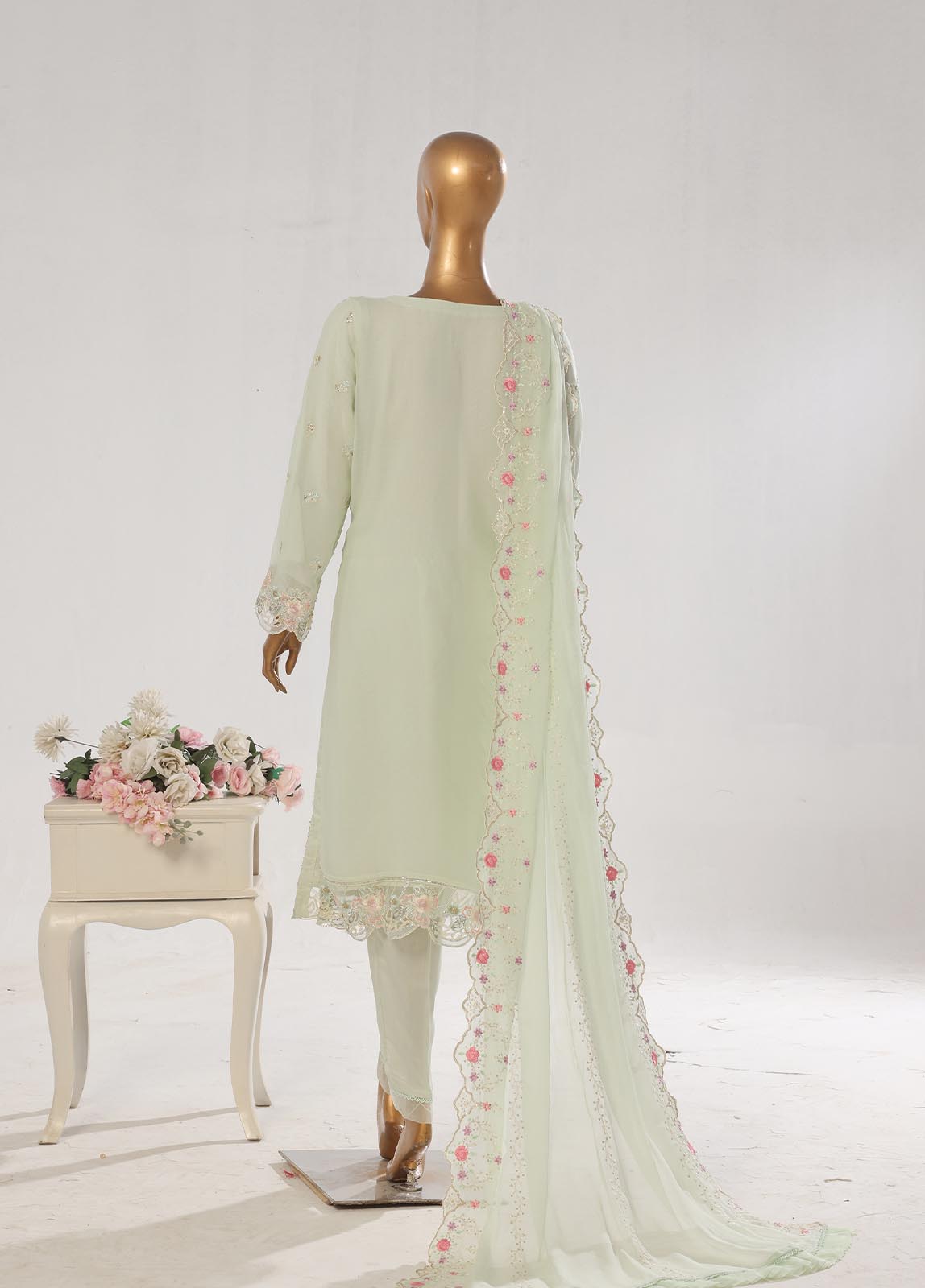 Bin Saeed Fabric - OMSC-003- 3 Piece Chiffon Stitched Suit