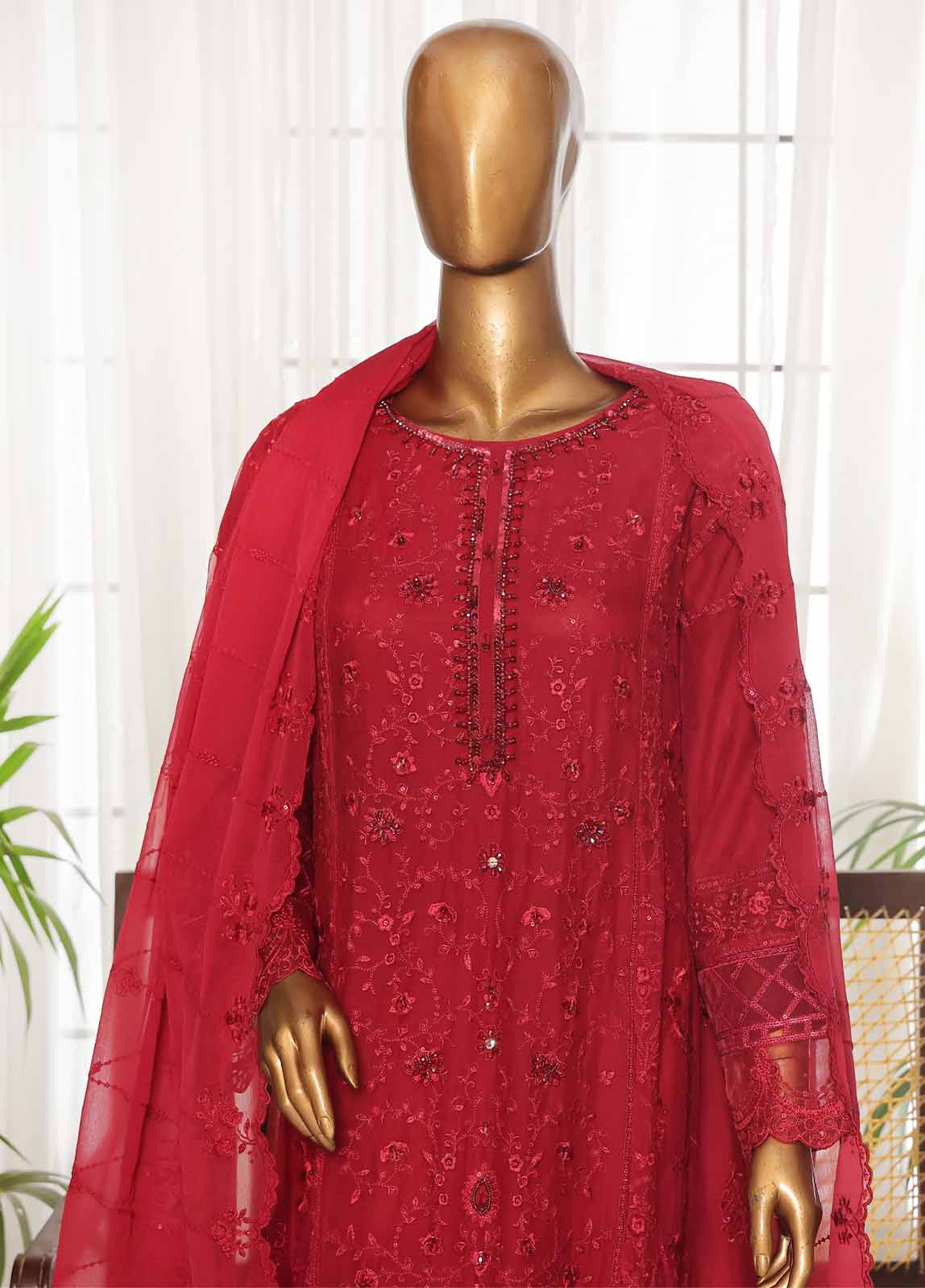 Bin Saeed Fabric - OMSC-008 F- 3 Piece Chiffon Stitched Suit