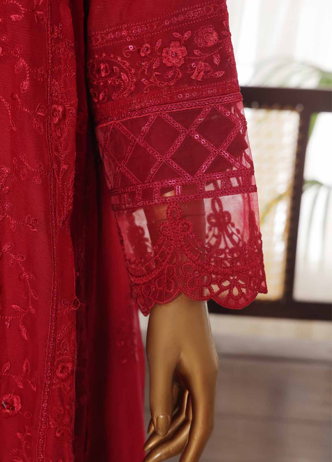 Bin Saeed Fabric - OMSC-008 F- 3 Piece Chiffon Stitched Suit