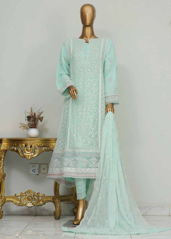 Bin Saeed Fabric - OMSC-010 M- 3 Piece Frock Style Chiffon Stitched Suit