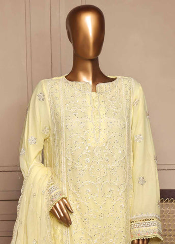 OMSC-FR-014 R55-3 Piece Luxury Embroidered Frock Style Suit
