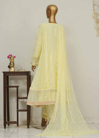 Bin Saeed Fabric - OMSC-014 M- 3 Piece Frock Style Chiffon Stitched Suit