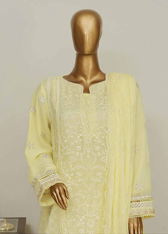 Bin Saeed Fabric - OMSC-014 M- 3 Piece Frock Style Chiffon Stitched Suit