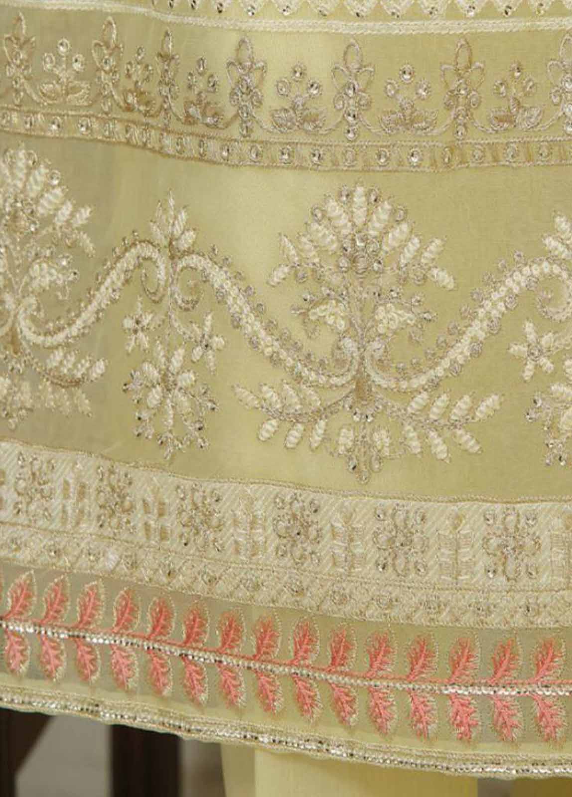 Bin Saeed Fabric - OMSC-014 M- 3 Piece Frock Style Chiffon Stitched Suit