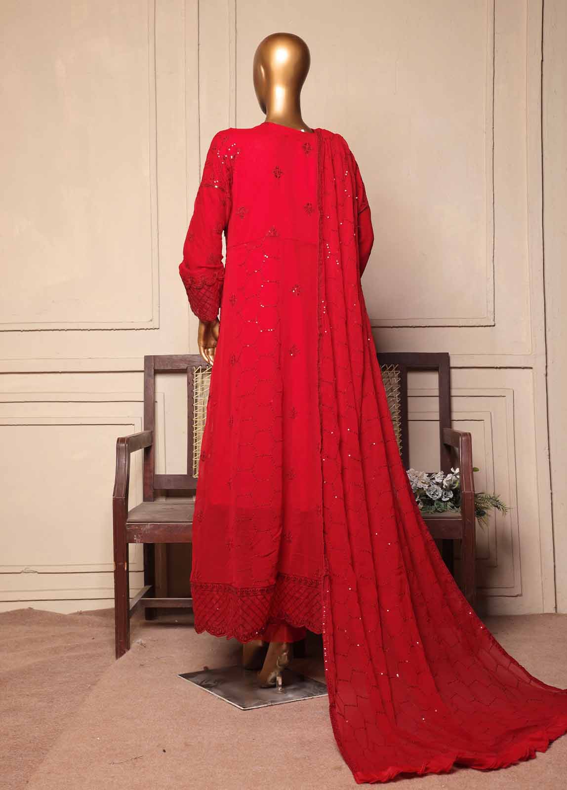 OMSC-FR-015 R55-3 Piece Luxury Embroidered Frock Style Suit