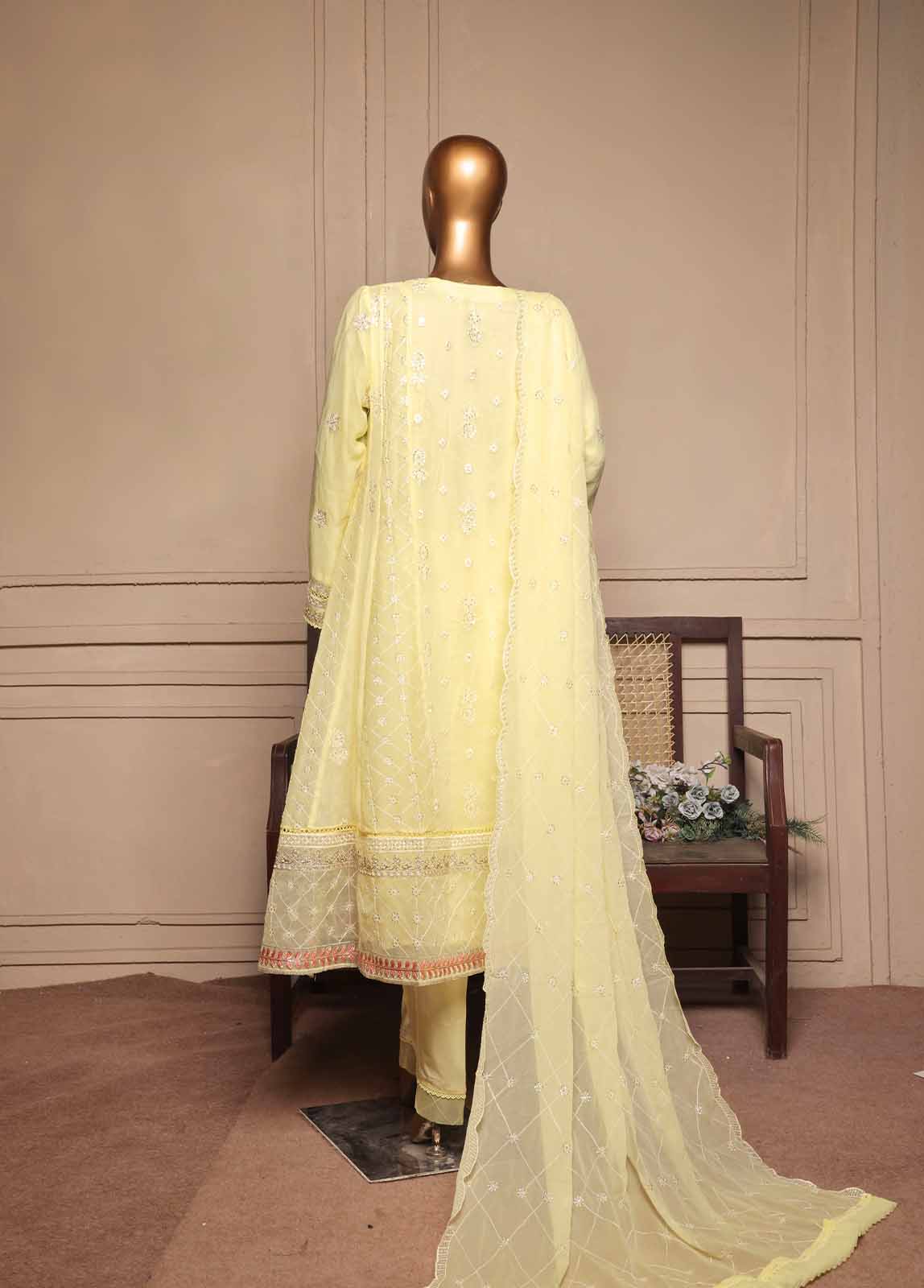 Bin Saeed Fabric - OMSC-FR-014 R55-3 Piece Luxury Embroidered Frock Style Suit