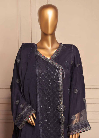 Bin Saeed Fabric - OMSC-FR-015 B R55-3 Piece Luxury Embroidered Frock Style Suit