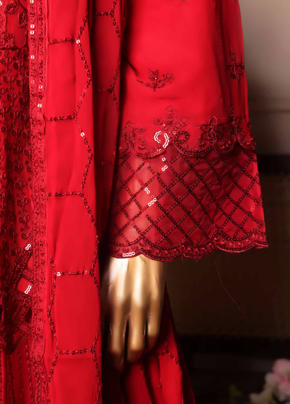 Bin Saeed Fabric - OMSC-FR-015 R55-3 Piece Luxury Embroidered Frock Style Suit