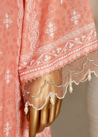 3 Piece Peach Color Embroidered Lawn Shirt with Trouser & Dupatta