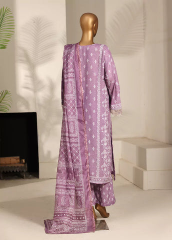 3 Piece Lilac Color Embroidered Lawn Shirt with Trouser & Dupatta