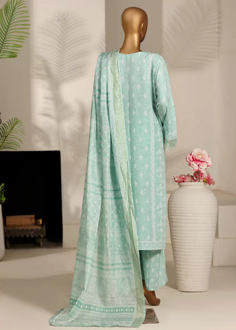 3 Piece Mint Green Color Embroidered Lawn Shirt with Trouser & Dupatta