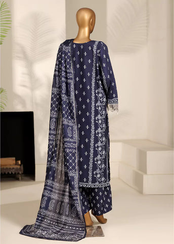 3 Piece Navy Blue Color Embroidered Lawn Shirt with Trouser & Dupatta