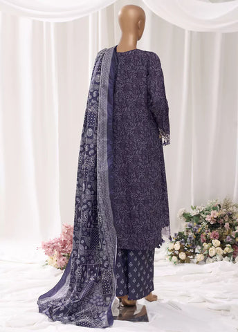 3 Piece Embroidred Stitched Purple Color Light Viscose Suit with Trouser & Dupatta