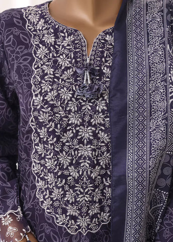 3 Piece Embroidred Stitched Purple Color Light Viscose Suit with Trouser & Dupatta
