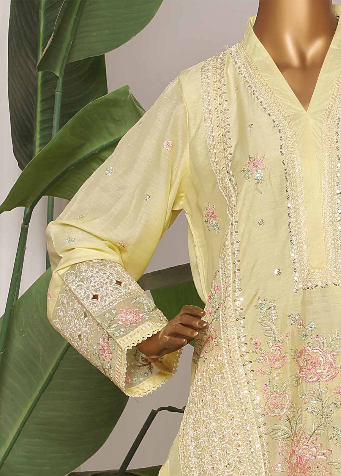 Bin Saeed Fabric - OWCS-002-CS R-65- 3 Piece Luxury Embroidered Stitched Suit