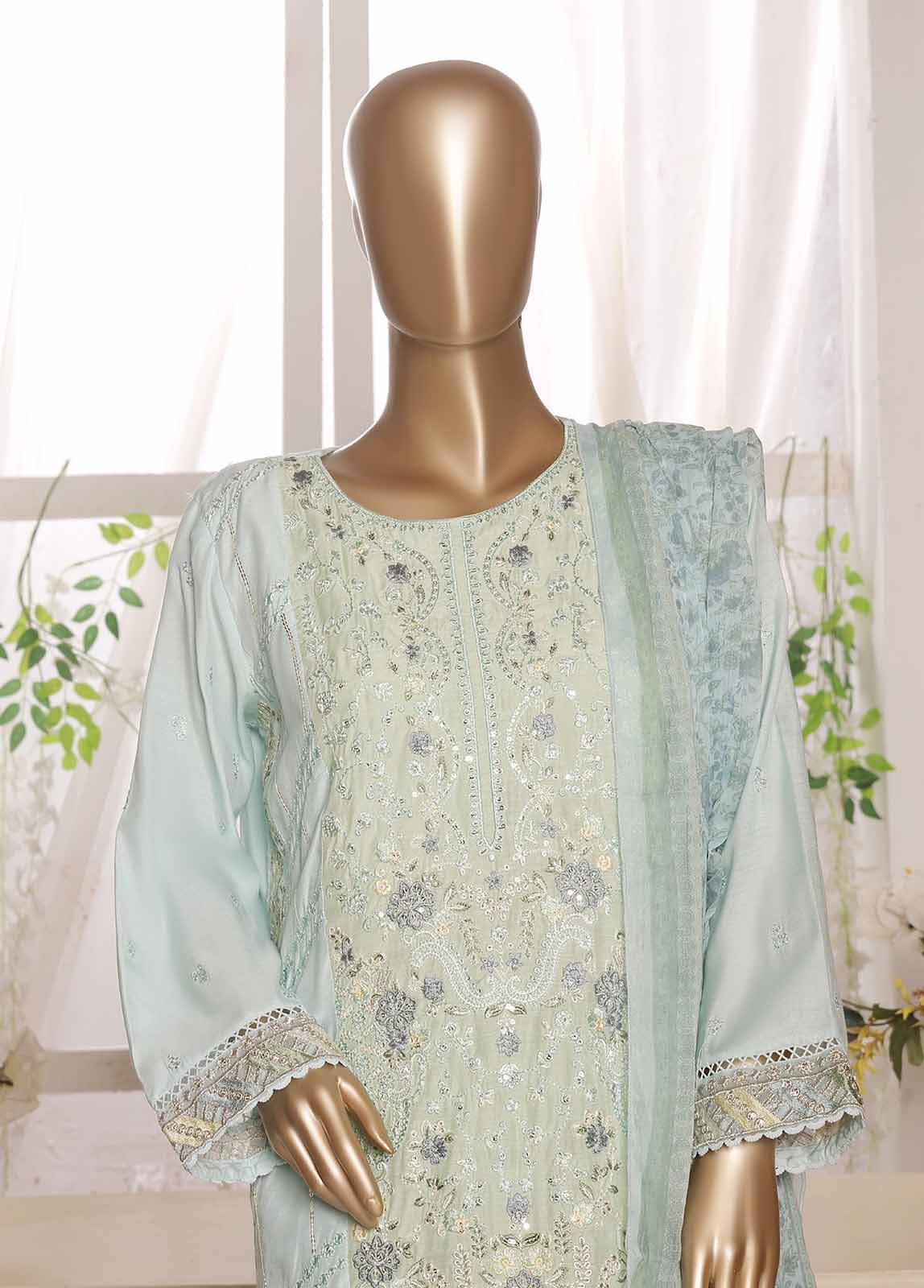Bin Saeed Fabric - OWCS-006 R64- 3 Piece Embroidered Stitched Suit