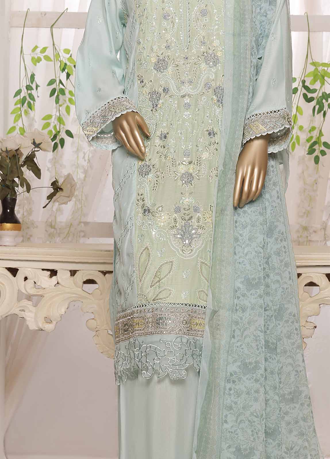 Bin Saeed Fabric - OWCS-006 R64- 3 Piece Embroidered Stitched Suit