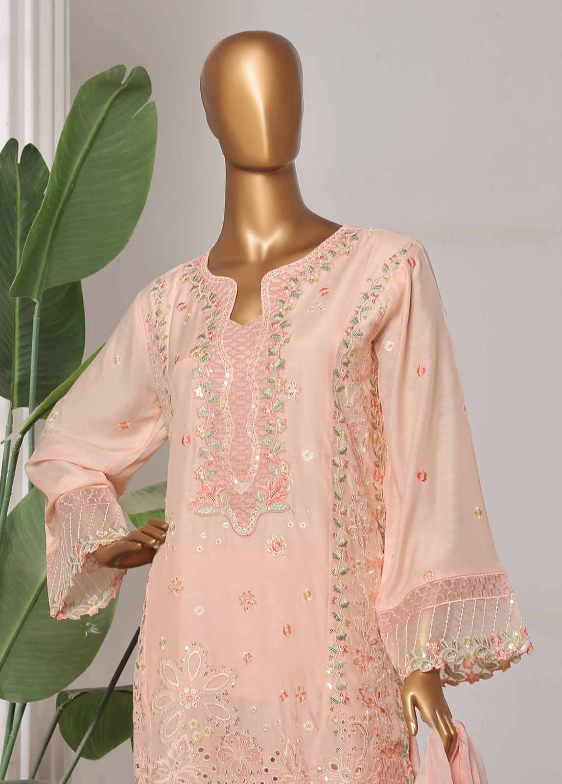 OWSC-009-CS R-65- 3 Piece Luxury Embroidered Stitched Suit